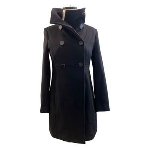 ARITZIA Talulah Babaton Black Wool Double-Breasted Coat Sz XS